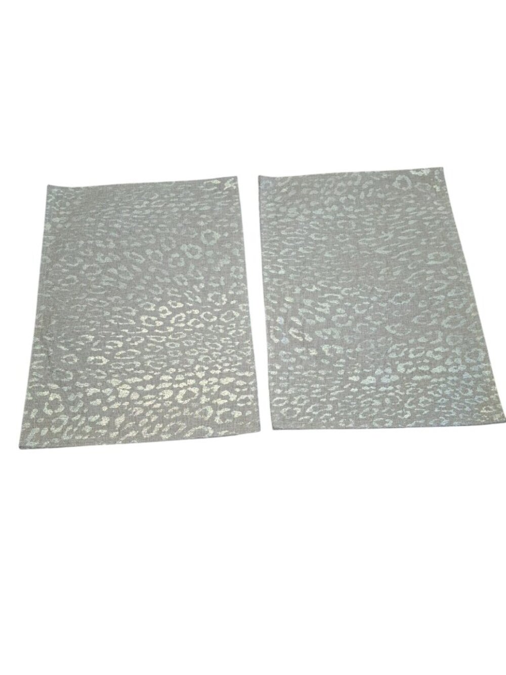 Set of 2 Silver Leopard Print Placemats Glam Modern Luxe Table Decor Mat